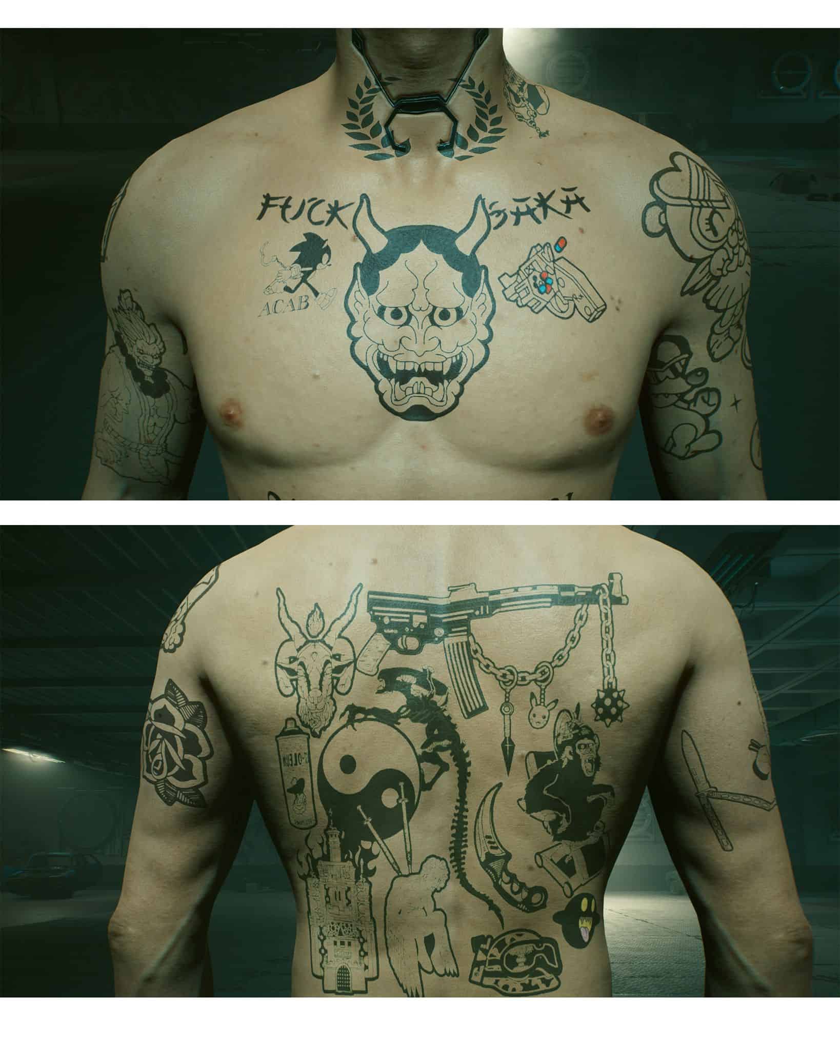 Ignorant Tattoos by Bad Lines Larry Cyberpunk 2077 Mod