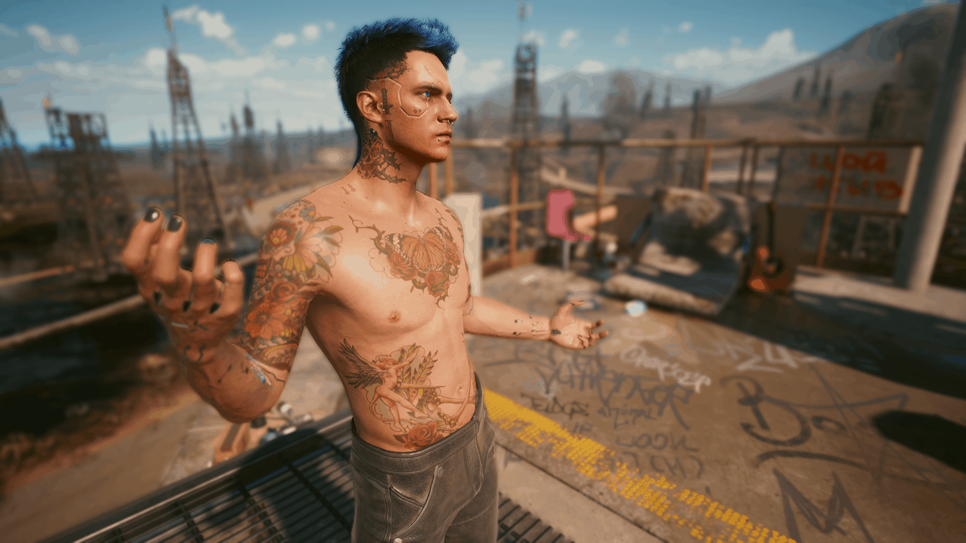 Alternate body tattoos 1 (male V) - Cyberpunk 2077 Mod