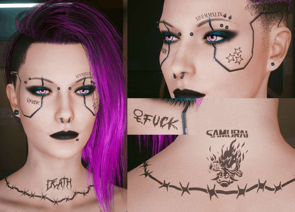 xResistance's Devilish Face Tattoo Cyberpunk 2077 Mod
