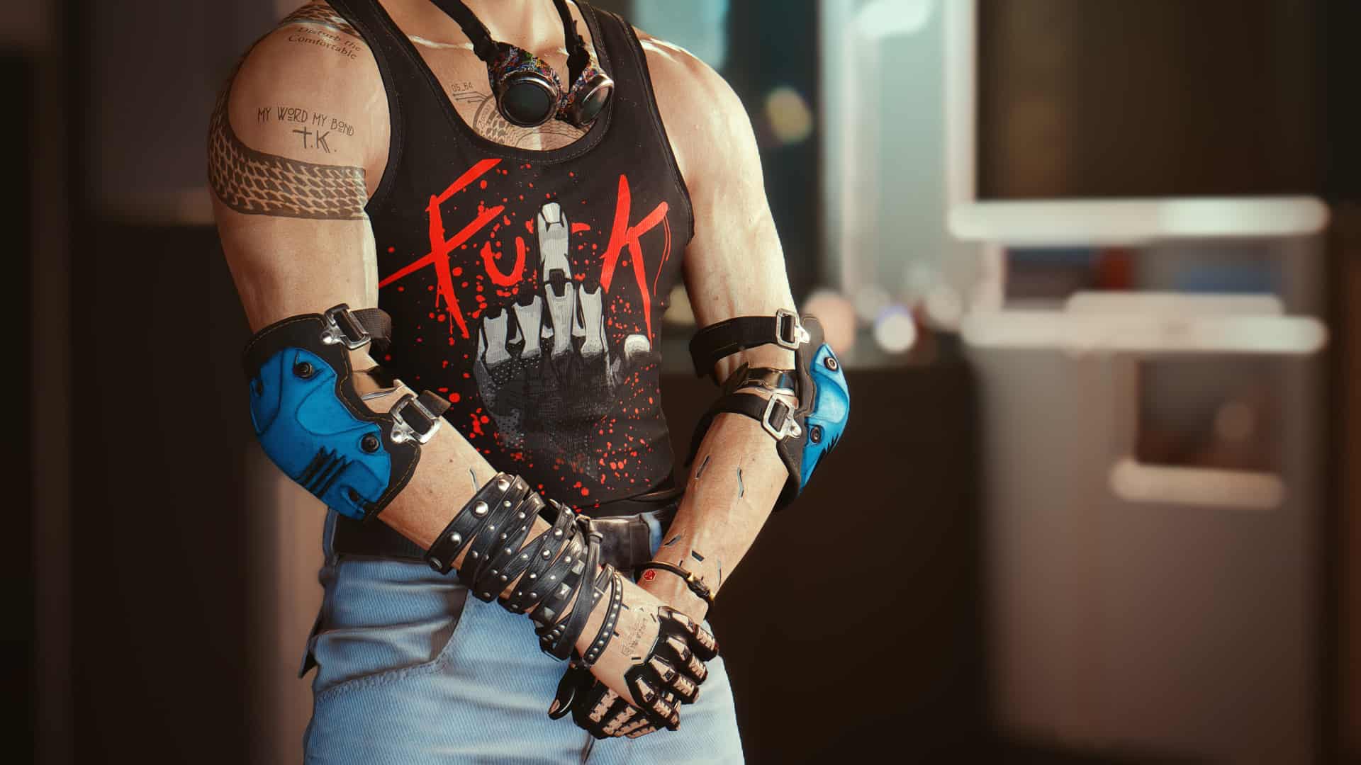 Knee and elbow pads for male V - Cyberpunk 2077 Mod